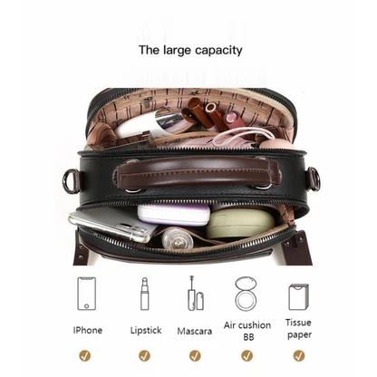 Genuine Soft Leather Handbag (Coffee) IL - Image 2