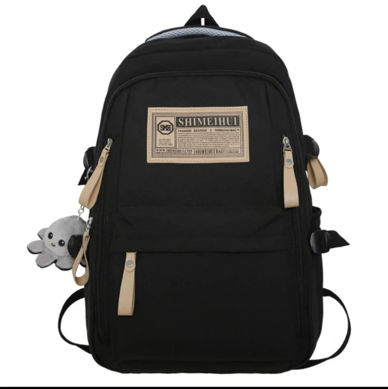 High Capacity Lightweight School Bag for Students Fashion Backpack (Black) S3