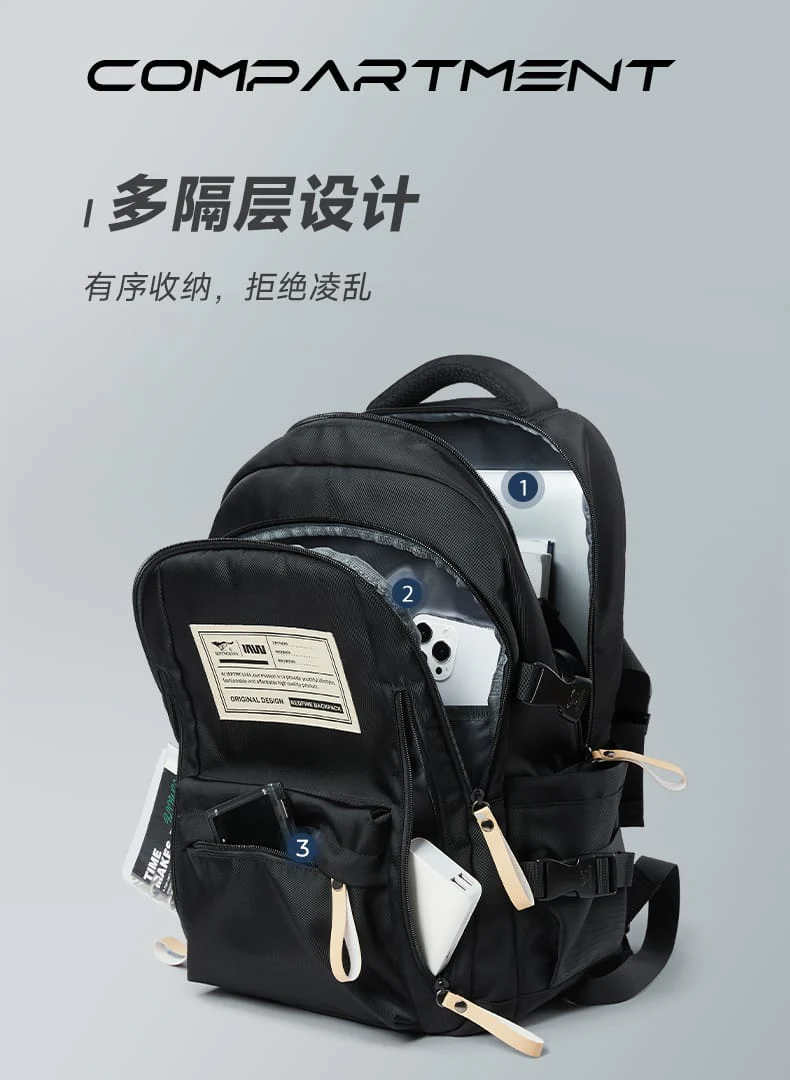 High Capacity Lightweight School Bag for Students Fashion Backpack (Black) S3 - Image 2