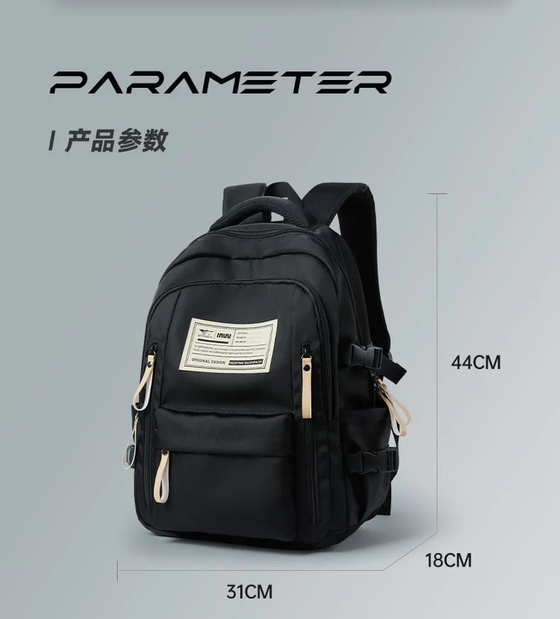 High Capacity Lightweight School Bag for Students Fashion Backpack (Black) S3 - Image 4