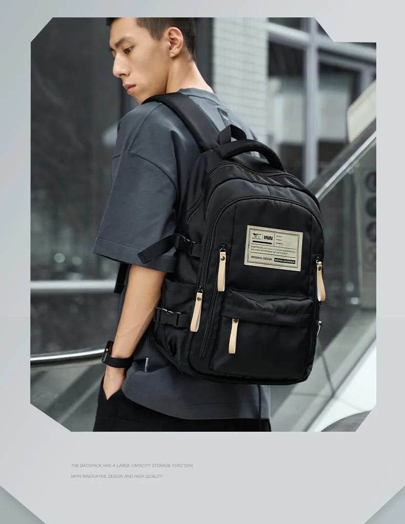 High Capacity Lightweight School Bag for Students Fashion Backpack (Black) S3 - Image 5