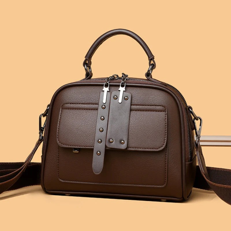 Genuine Soft Leather Handbag (Coffee) IL