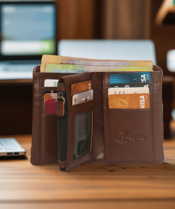 3 Quarter - Multifunctional Leather Wallet - Chocolate